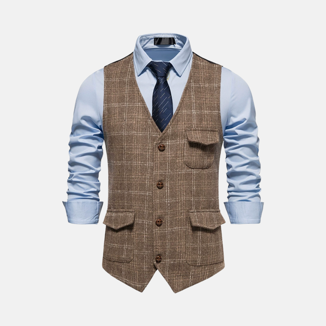 Mens Wool Tailored Slim Fit Waist Length Vest With V Neck For Smart Casual Business Attire