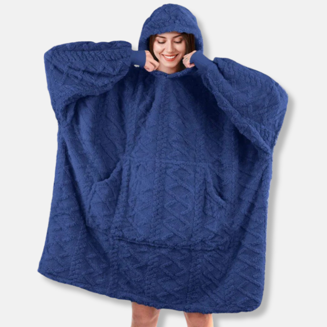 Womens Wearable Blanket Hoodie Plush Knit Oversized Hooded With Kangaroo Pocket For Cozy Lounge