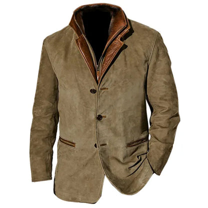Men's Suede Jacket Tailored Fit Button Closure Notch Lapel Soft And Elegant Nordic Flair TrendAura