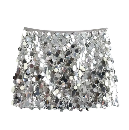 Jacinda Glamorous Sequined Mini Skirt For Women High Cut Silhouette Luxurious Shine