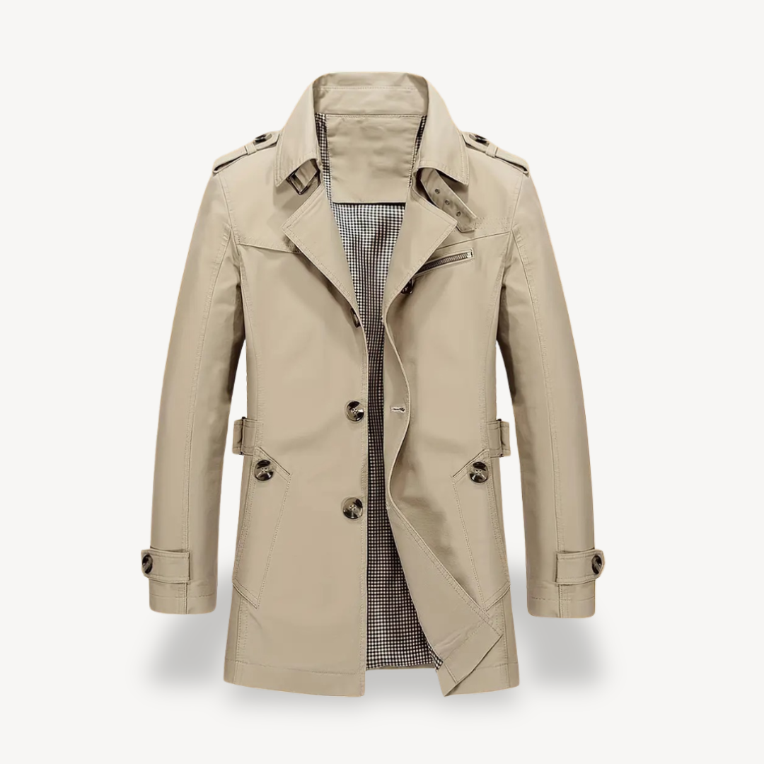 Mens Tailored Trench Coat Double Breasted For Modern Men