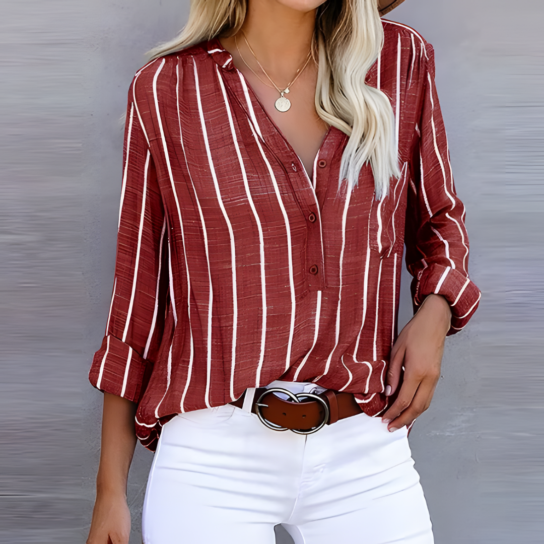 Jantien Striped Blouse For Women Timeless Elegance In Luxurious Fabric For Any Occasion