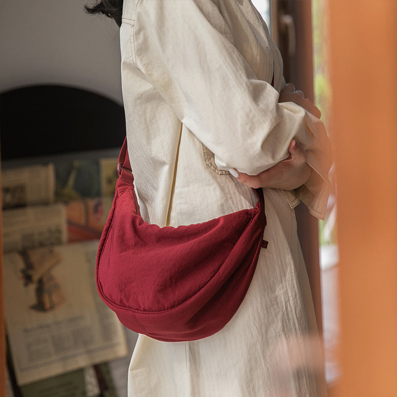 TrendAura Nevaeh Crescent Crossbody Bag - Soft Textured Fabric, Adjustable Strap For Everyday Use