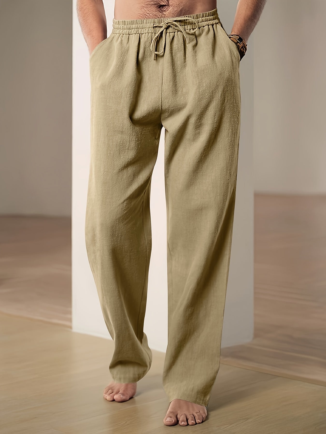 Max Mens Relaxed Fit Drawstring Pants With Breathable Cotton Blend And Adjustable Waistband