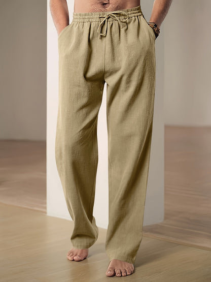 Max Mens Relaxed Fit Drawstring Pants With Breathable Cotton Blend And Adjustable Waistband