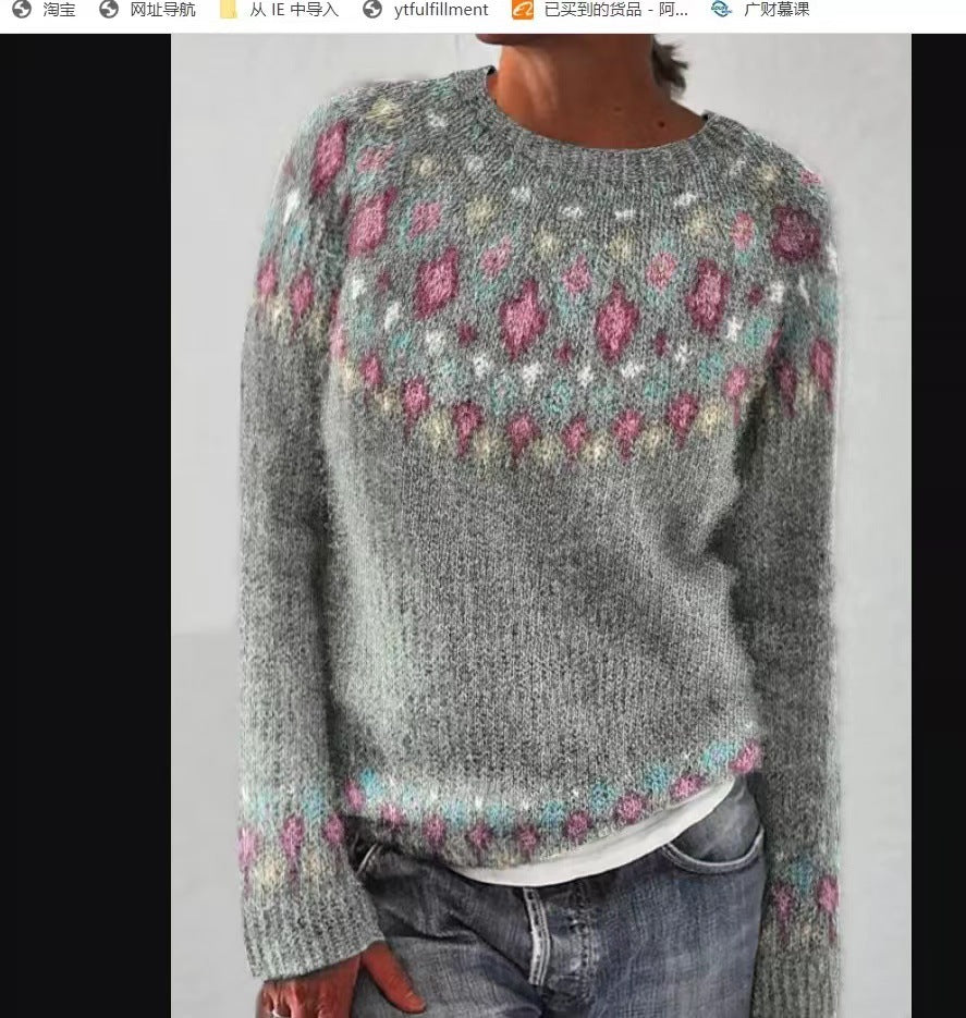 Maya Women's Cashmere Wool Sweater Diamond Pattern Soft Cozy Loose Fit Colorful Style