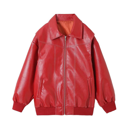TrendAura Motorcycle Jacket For Women Premium Faux Leather Zipper Closure Oversized Comfort