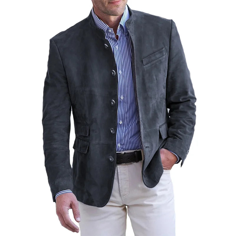 Aaron Mens Slim Fit Casual Blazer Jacket By TrendAura Suede Style For Modern Gentleman