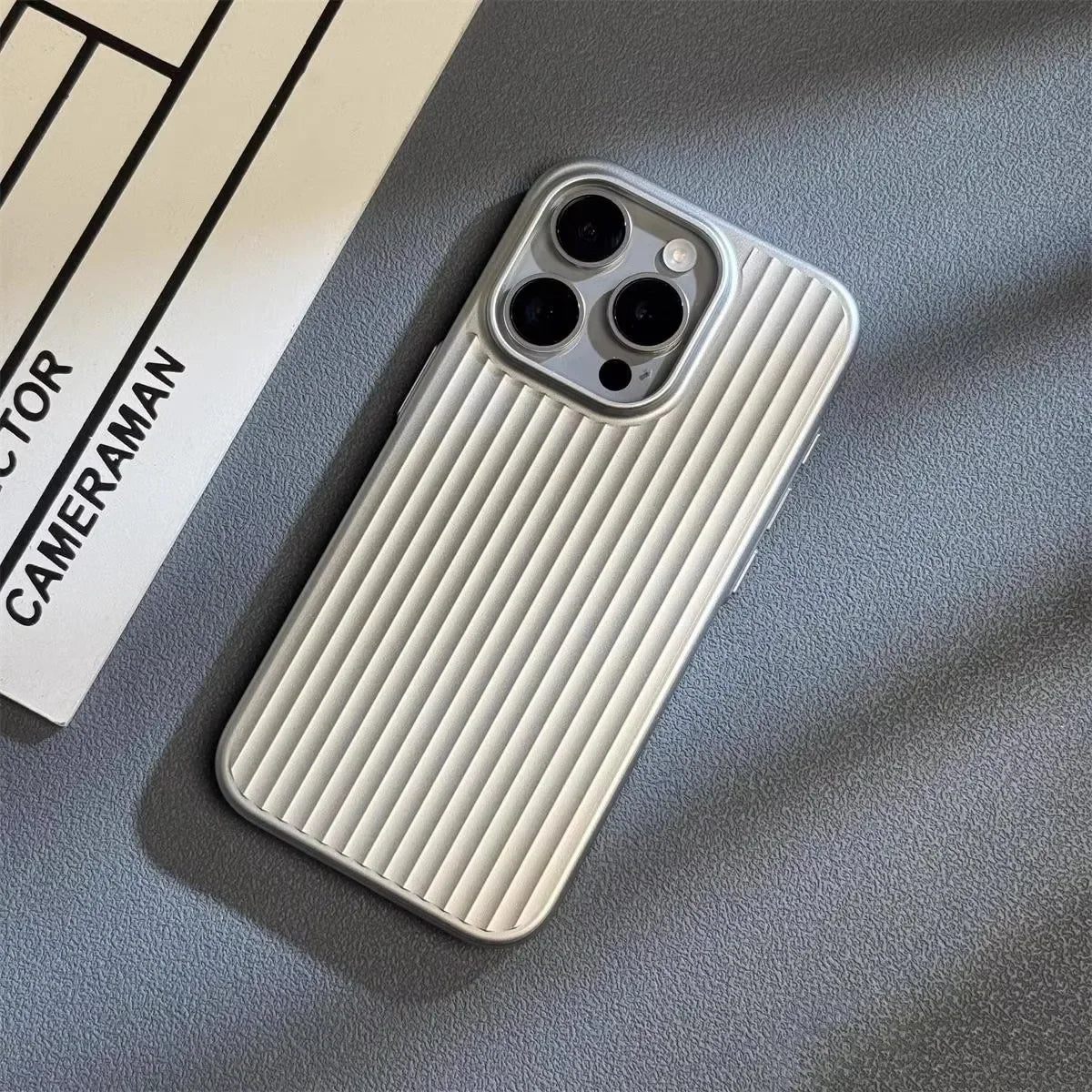 TrendAura Ribbed Metallic Phone Case - Minimalist Rugged Defense With Superior Grip