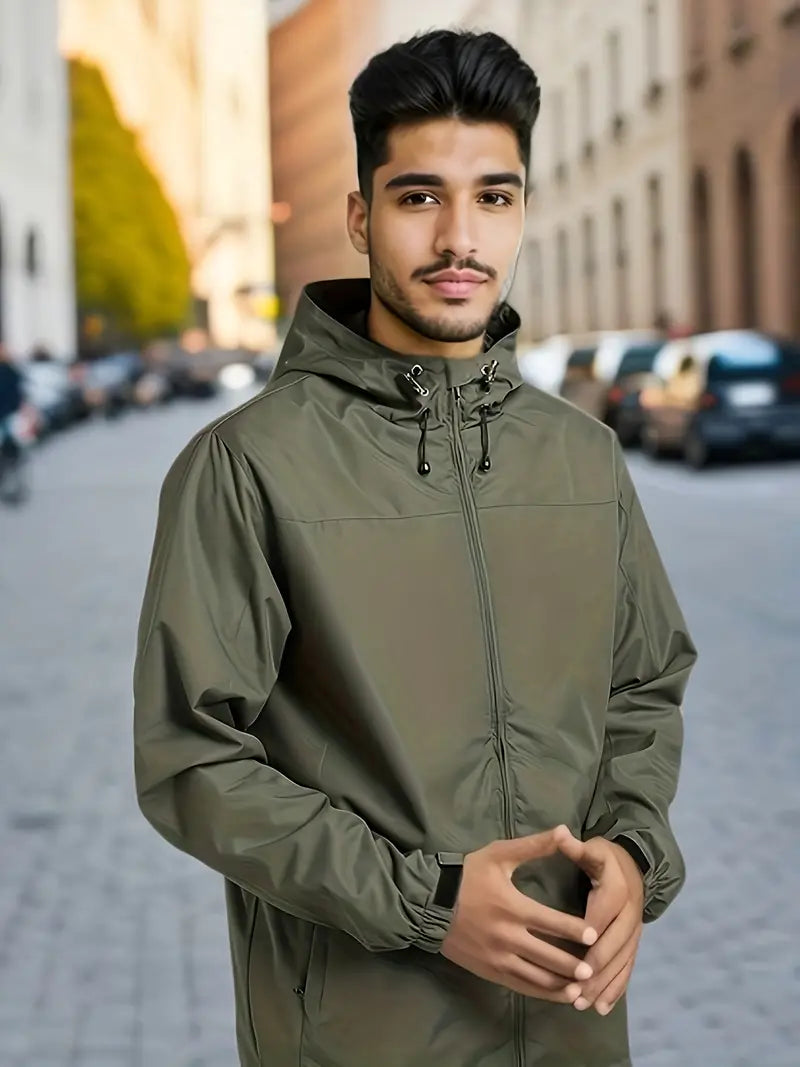 Men's Stylish Winter Windbreaker With Hooded Design And Full Zip For All Weather Outdoor And City Wear