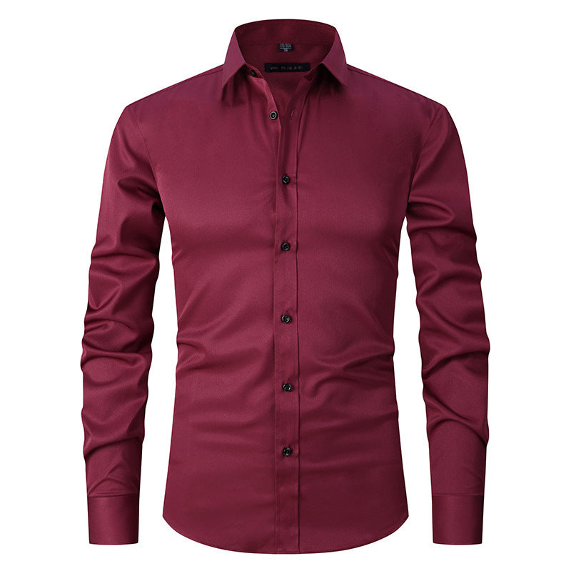 Allen – Long-sleeved slim men's shirt in solid stretch