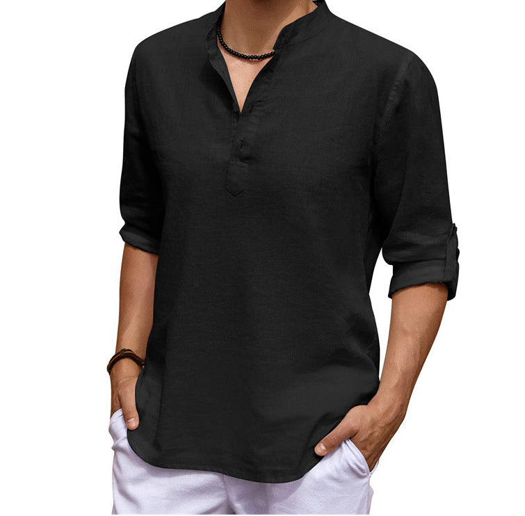 Dorian - Casual long-sleeve shirt for men, made of cotton and linen