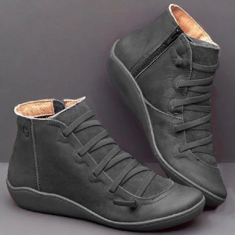 Nordiva Waterproof Winter Boots For Women Handmade Ankle Boots With Warm Cotton Lining And Wedge Heel