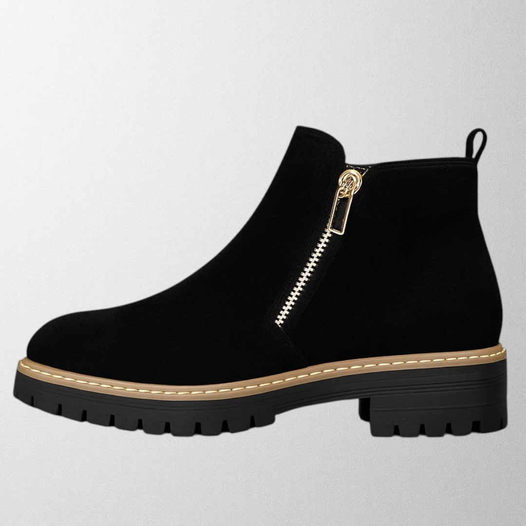 Women's Round Toe Shoe with Side Zip and Comfortable Fit - TrendAura