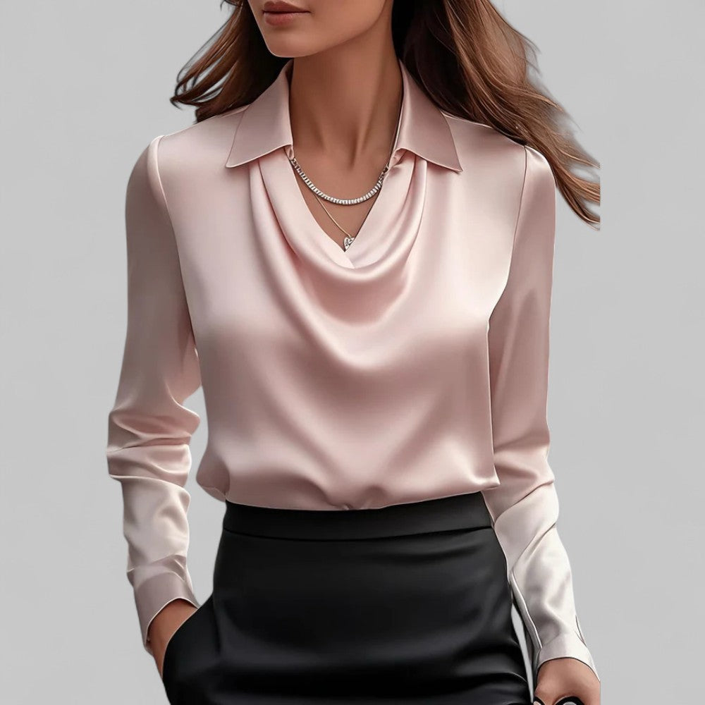 Draped Collared Regular Fit Blouse for Women – Elegant Business Casual Style