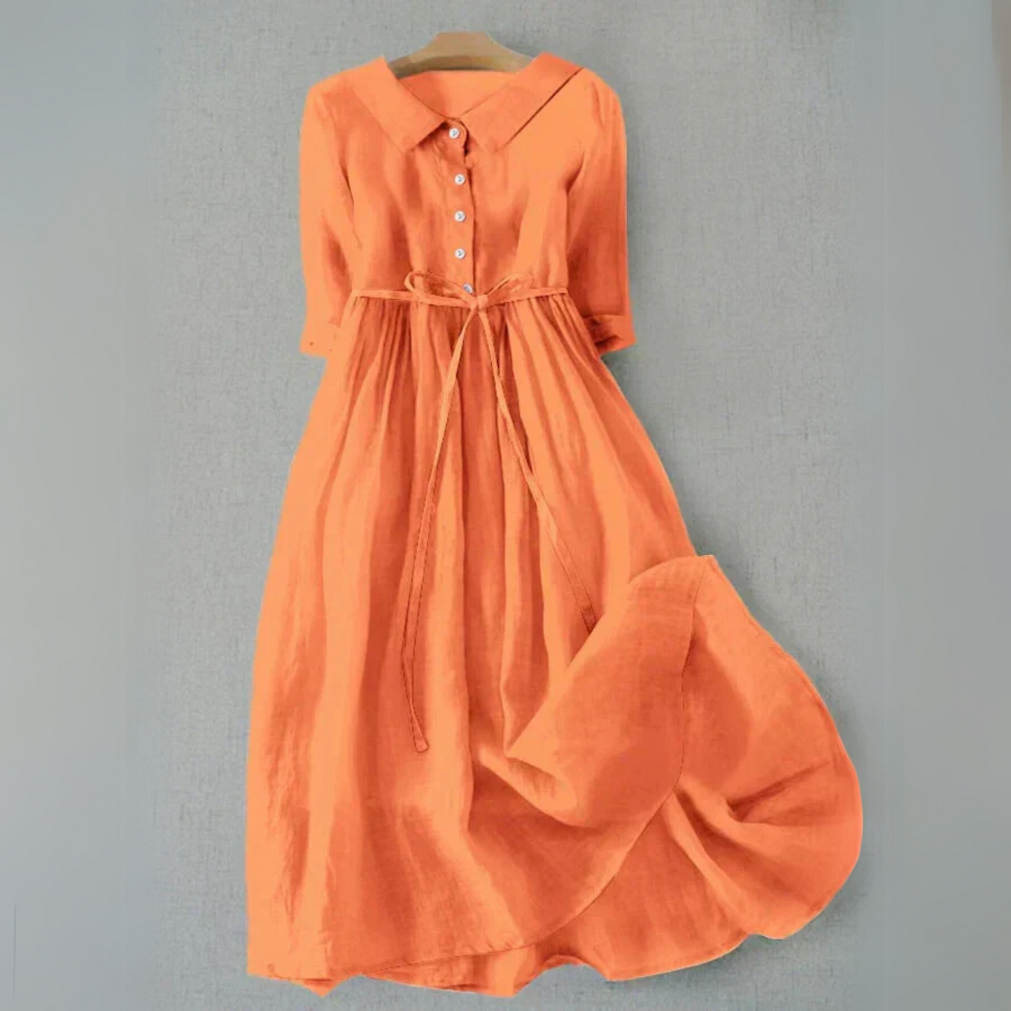Women's Casual Dress with Short Sleeves and A-Line Cut