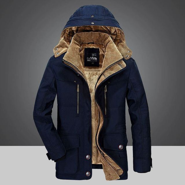 Warm winter hooded jacket for men - thick lining and windproof cut