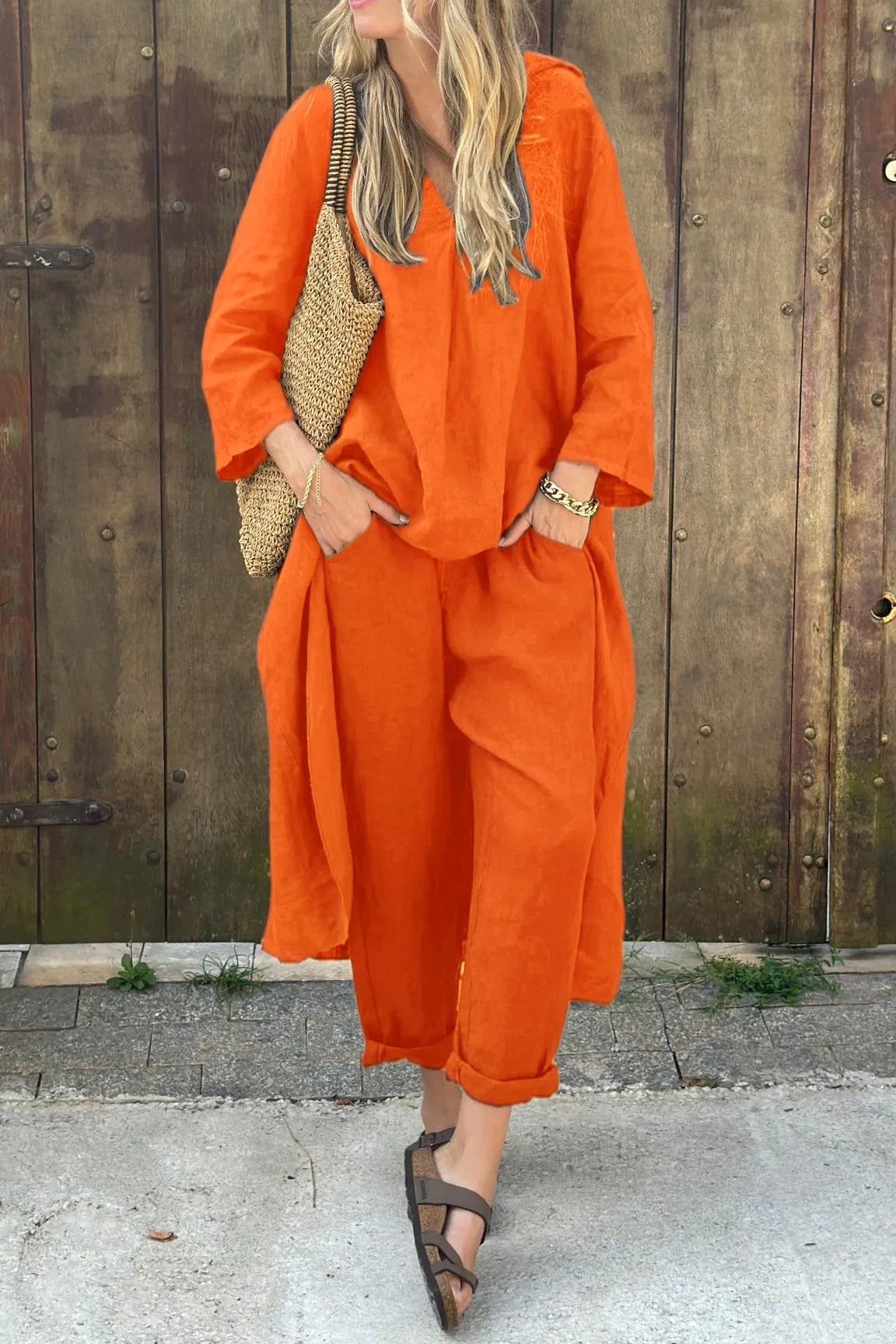Women's Casual Summer Set with Lightweight Top and Matching Bottoms