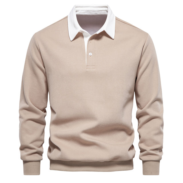 Elegant long-sleeve polo for men with classic collar
