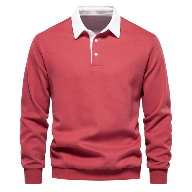 Elegant long-sleeve polo for men with classic collar