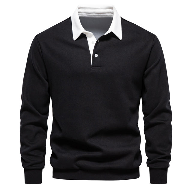 Elegant long-sleeve polo for men with classic collar