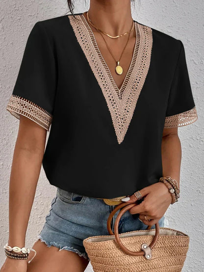 Mirjam V Neck Shirt For Women Summer Breathable Soft Fabric Comfort And Effortless Chic