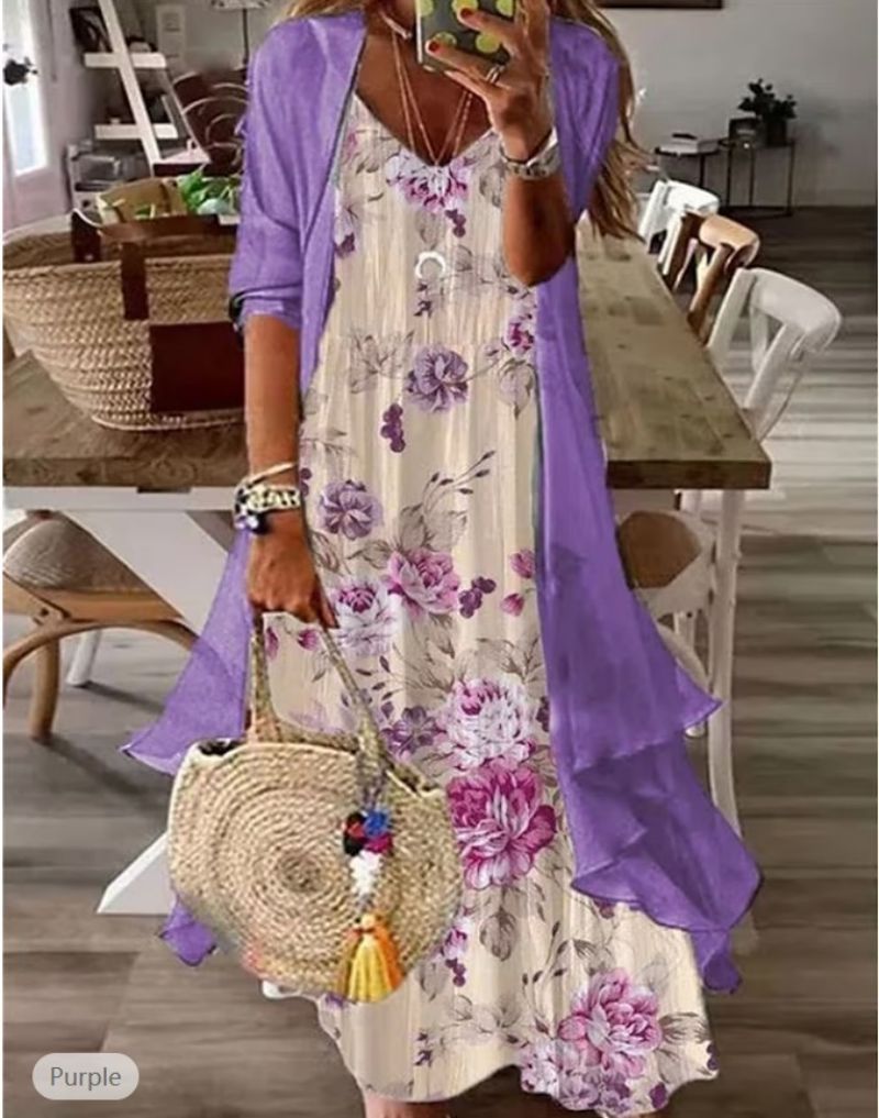 Elegant Lady Floral Maxi Dress For Women, Flattering Long Silhouette, Spring Wedding Guest Outfit