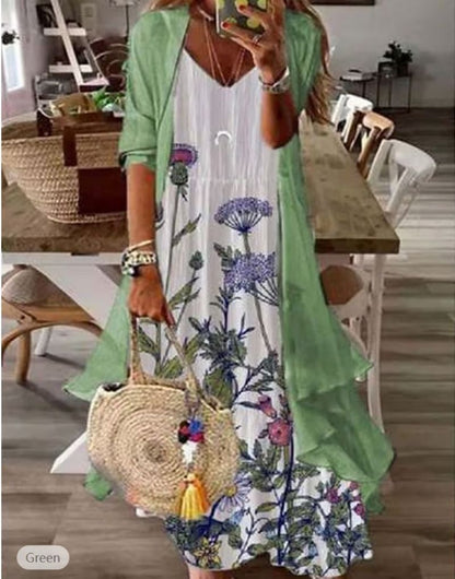 Elegant Lady Floral Maxi Dress For Women, Flattering Long Silhouette, Spring Wedding Guest Outfit