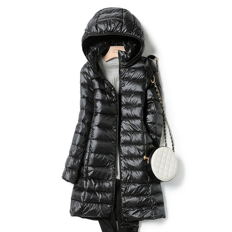 Unisex Lightweight Medium Length Down Jacket Packable Warmth For Outdoor Enthusiasts