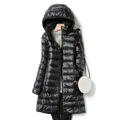 Unisex Lightweight Medium Length Down Jacket Packable Warmth For Outdoor Enthusiasts