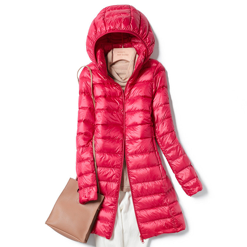 Unisex Lightweight Medium Length Down Jacket Packable Warmth For Outdoor Enthusiasts