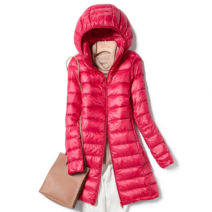 Unisex Lightweight Medium Length Down Jacket Packable Warmth For Outdoor Enthusiasts