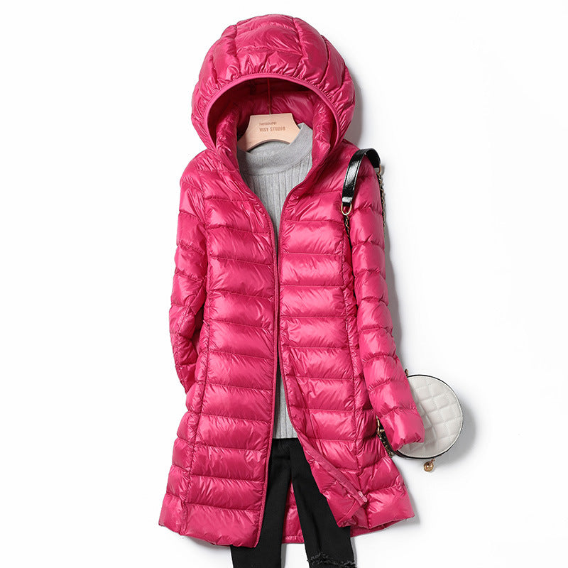Unisex Lightweight Medium Length Down Jacket Packable Warmth For Outdoor Enthusiasts