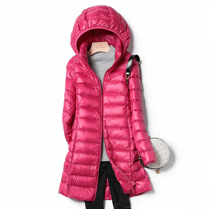 Unisex Lightweight Medium Length Down Jacket Packable Warmth For Outdoor Enthusiasts