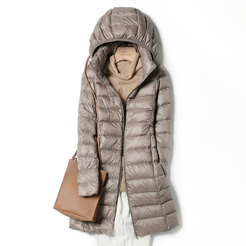 Unisex Lightweight Medium Length Down Jacket Packable Warmth For Outdoor Enthusiasts