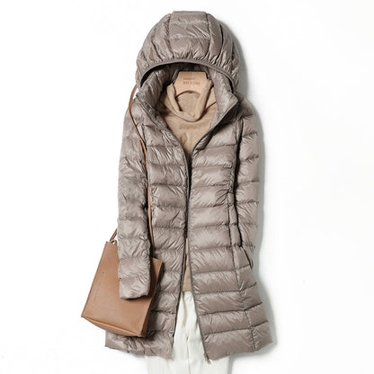 Unisex Lightweight Medium Length Down Jacket Packable Warmth For Outdoor Enthusiasts