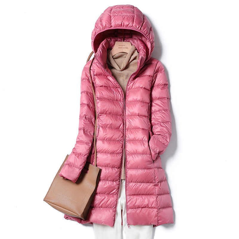 Unisex Lightweight Medium Length Down Jacket Packable Warmth For Outdoor Enthusiasts