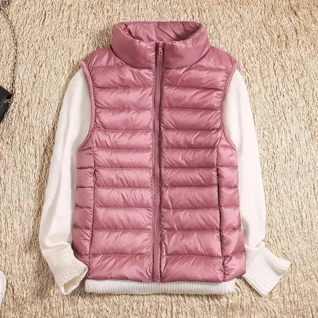 Léa Elegant Lightweight Sleeveless Down Jacket For Women With High Collar Ultra Warmth Airy Quilting
