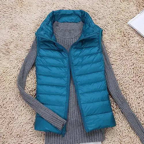 Léa Elegant Lightweight Sleeveless Down Jacket For Women With High Collar Ultra Warmth Airy Quilting