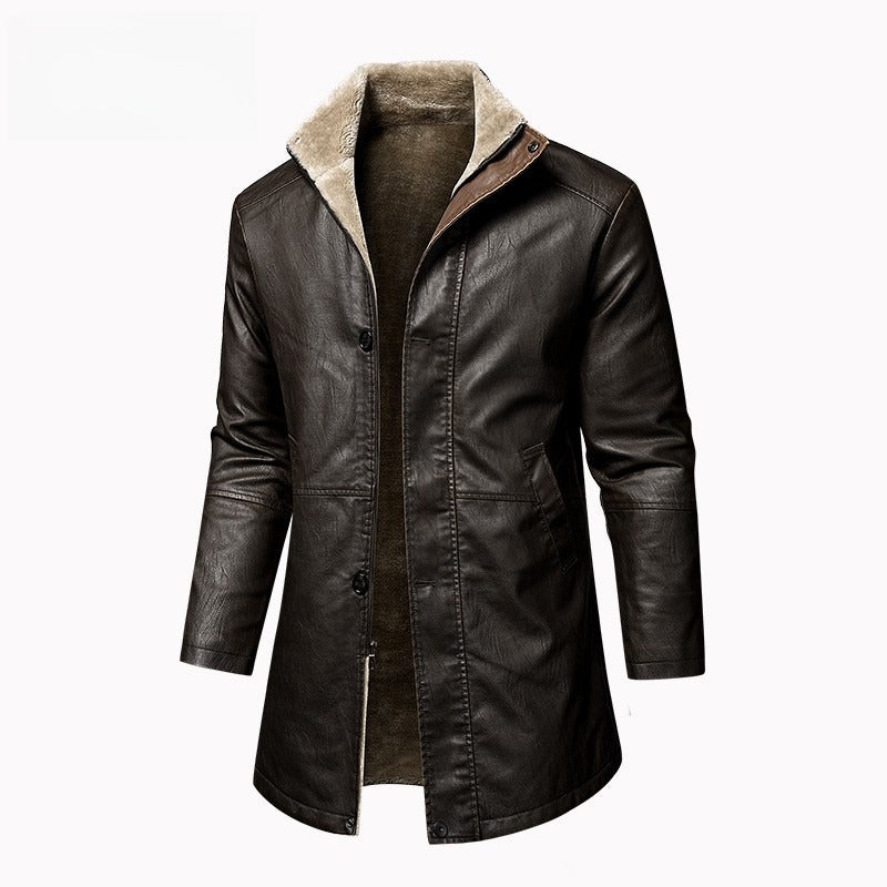 Extended PU Leather Coat