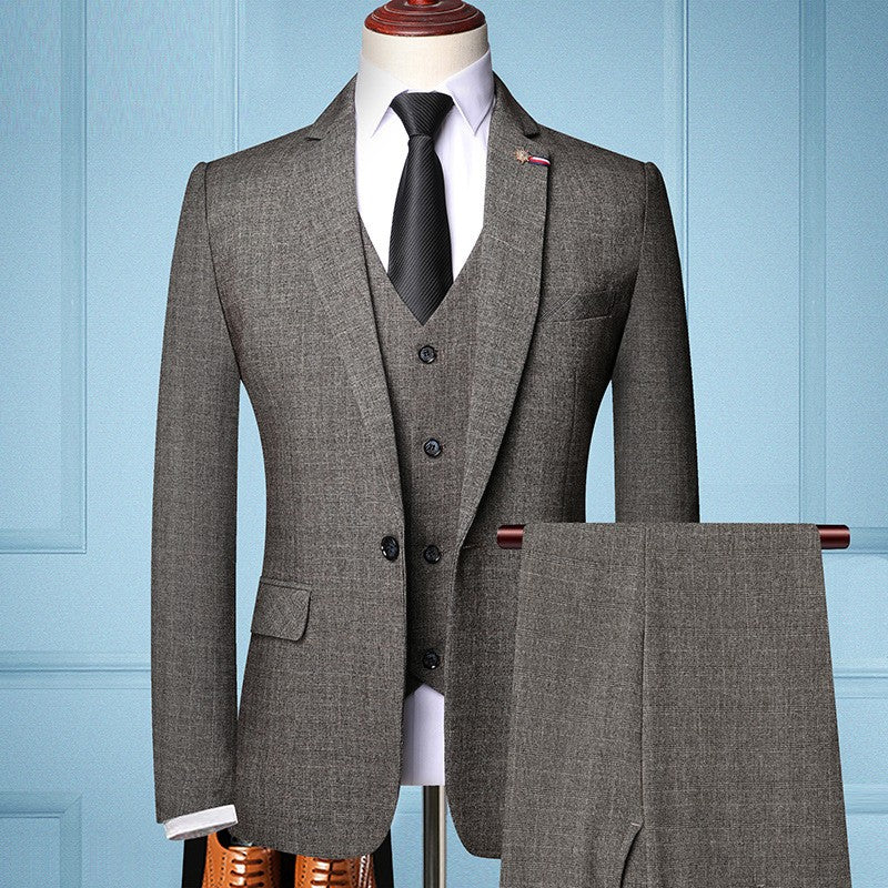 Mens Tan Brown 3 Piece Herringbone Checkered Suit for Formal Occasions by TrendAura