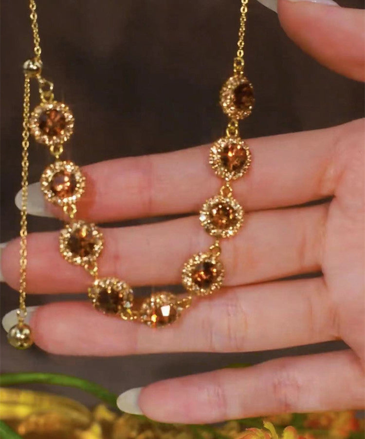 Collier lariat en alliage de zirconium et cristal de café 2025 - TrendAura