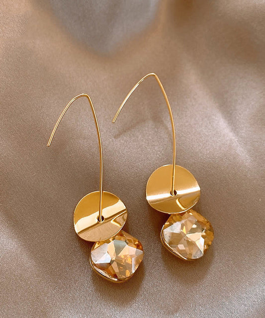 Boucles d'oreilles pendantes en alliage de cuivre et zircons à paillettes en or 2025 - TrendAura