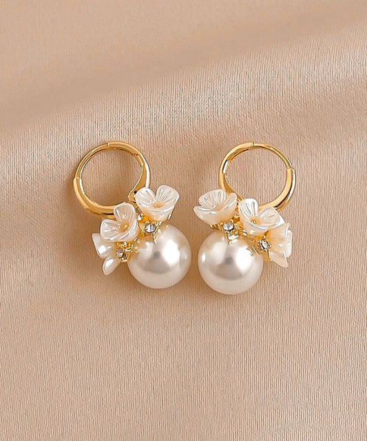 Boucles d'oreilles créoles florales en alliage de cuivre et or, perles de zircone, nouveauté 2025 - TrendAura