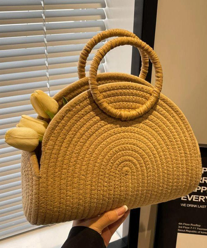 Sac fourre-tout polyvalent en paille tissée kaki 2025 - TrendAura