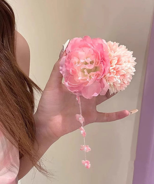 Nouvelle épingle à cheveux à pompon pivoine en alliage rose 2025 - TrendAura
