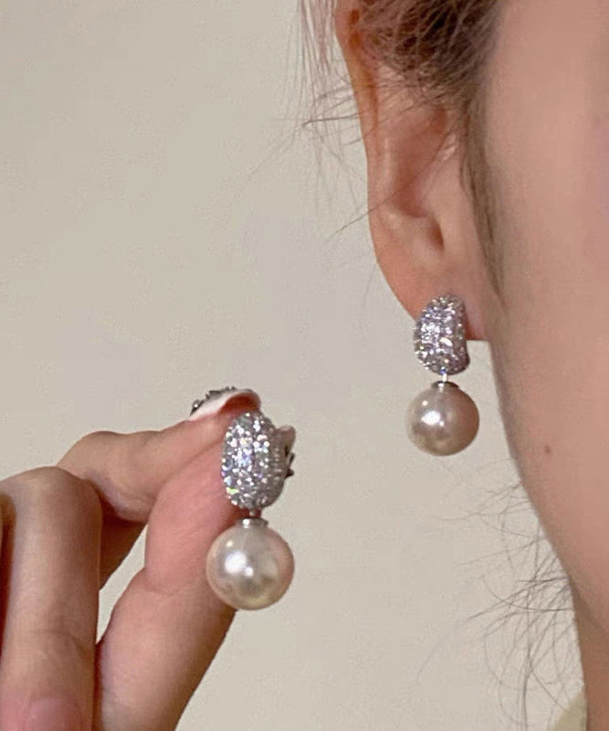 Boucles d'oreilles pendantes en argent sterling et perles de zircone 2025 - TrendAura