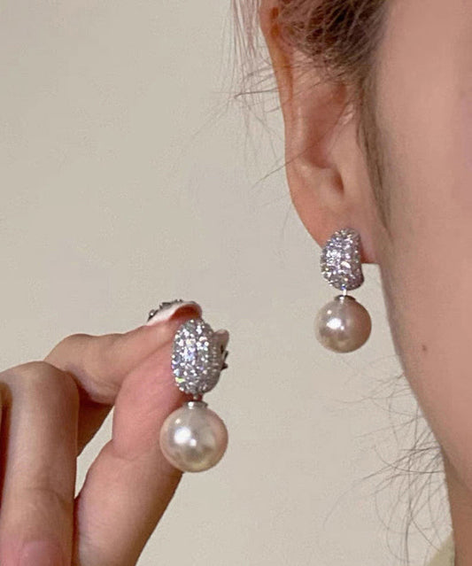 Boucles d'oreilles pendantes en argent sterling et perles de zircone 2025 - TrendAura
