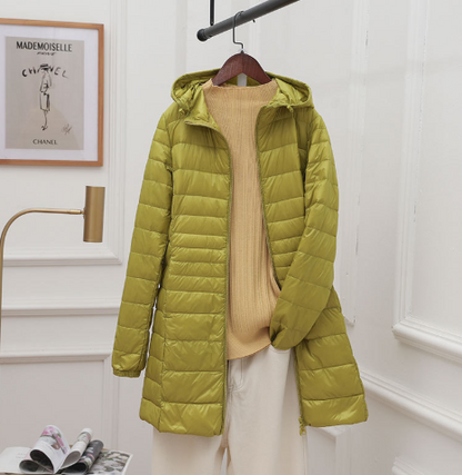 Unisex Lightweight Medium Length Down Jacket Packable Warmth For Outdoor Enthusiasts