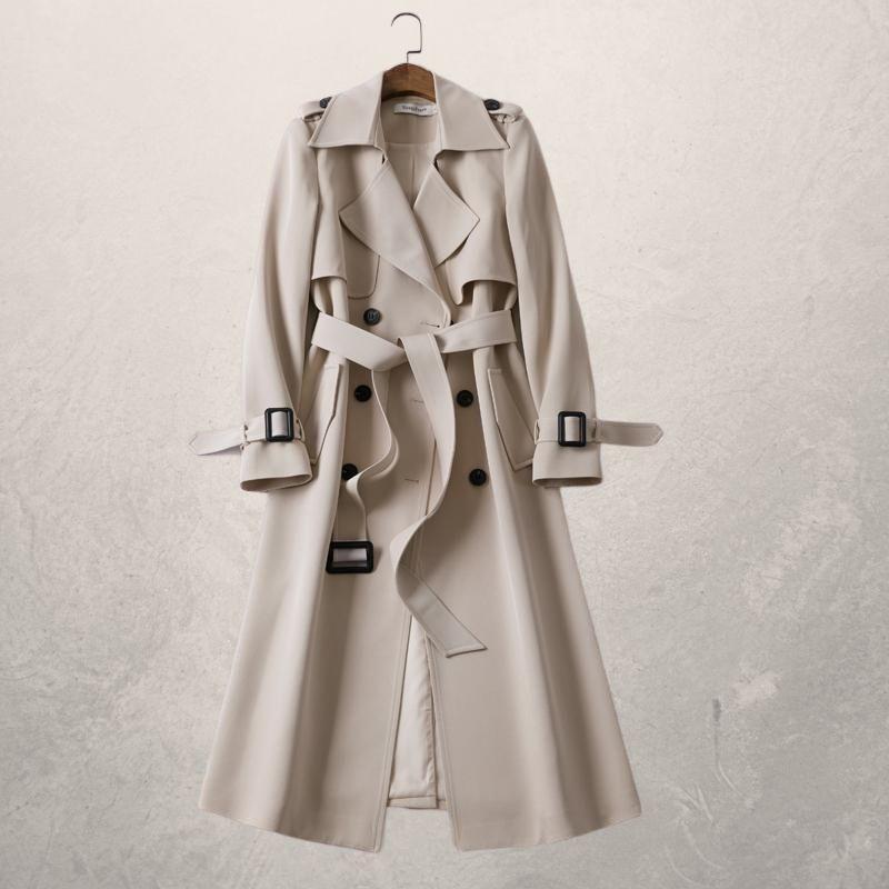 Alina Coat Double Breasted Crossover With Adjustable Belt For Women Elegant Cozy Warmth